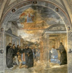 Cosimo-Rosselli-«-Vestizione-religiosa-di-San-Filippo-Benizi-»-Santissima-Annunziata-Chiostrino-dei-Voti-Florence-Italy