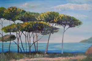 Alba Chiara Baroni-(Paesaggio con pini marittimi)-Olio su tela-20051995 - 31072017-per Ali di farfalla-Kunst Grenzen-2023