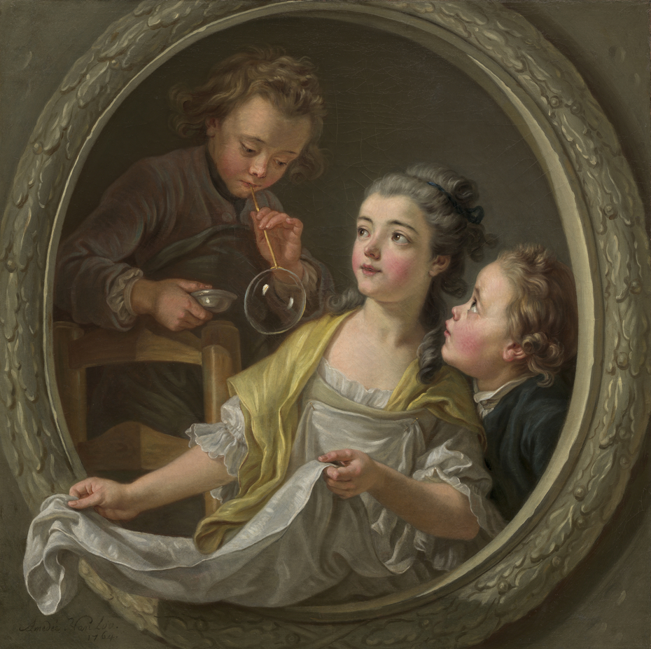 Charles Amédée Philippe Van Loo, Soap Bubbles, French, 1719 - 1795, 1764, oil on canvas, Gift of Mrs. Robert W. Schuette
