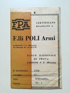 Certificato-Vintage-Con-Custodia-Flli-Poli-Armi