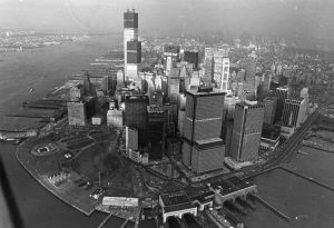 1971: Skyscrapers on the island of Manhattan. The World Trade Center (World Trade Centre) is under construction in the foreground. (Photo by A. Vine/Express/Getty Images)
