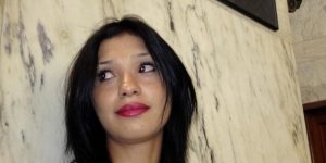 La modella marocchina Imane Fadil al Palazzo di Giustizia di Milano per un'udienza del processo sul caso Ruby, 15 giugno 2012. ANSA/DANIEL DAL ZENNARO