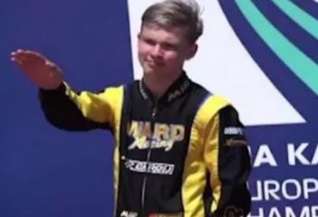 Pilota di kart russo vince e festeggia con il saluto nazista