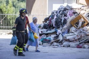 Fire Brigades help citizens, in the earthquake-stricken town of Amatrice, Lazio region, five days after the devastating eathquake that hit central Italy, 29 August 2016. The latest provisional death toll from the 24 August earthquake is 290. ANSA/ MASSIMO PERCOSSI