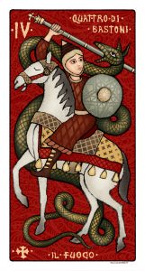 IV Quattro di bastoni Il cavaliere e il drago