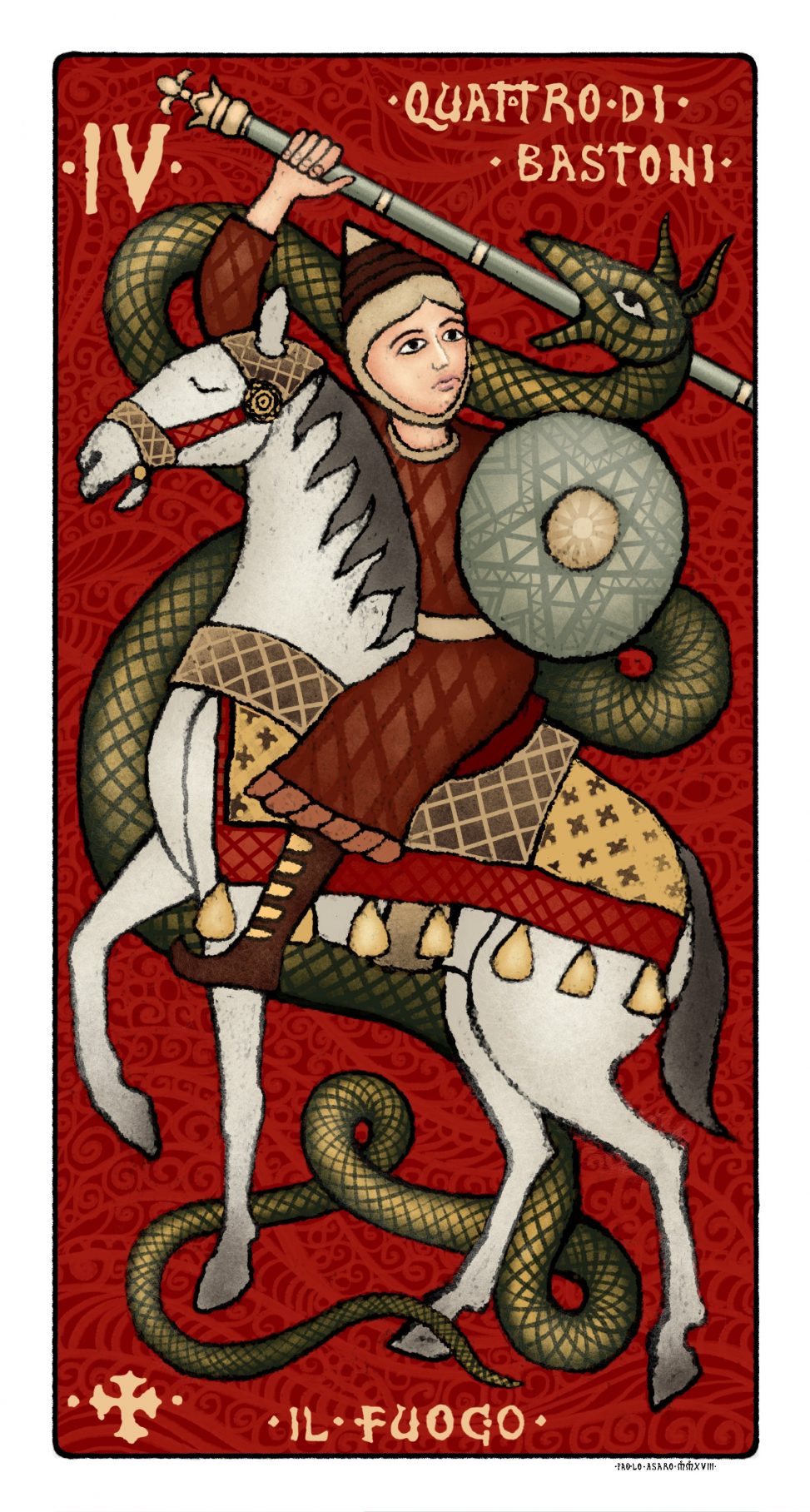 IV Quattro di bastoni Il cavaliere e il drago