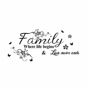 Family Where Life Begins and Love Never Ends Quote Wall Decal Inspirational Family Saying Vinyl Lettering Wall Art Home Decor Wall Sticker-01