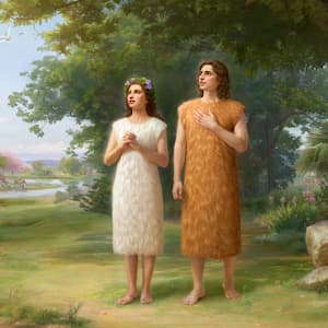 Adamo ed Eva ascoltanno alle parole di Dio