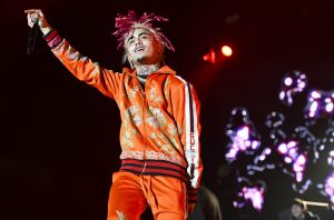 LOS ANGELES, CA - FEBRUARY 17:  Rapper Lil Pump performs onstage during YG and Friend's Nighttime Boogie Concert at The Shrine Auditorium on February 17, 2018 in Los Angeles, California.  (Photo by Scott Dudelson/Getty Images)