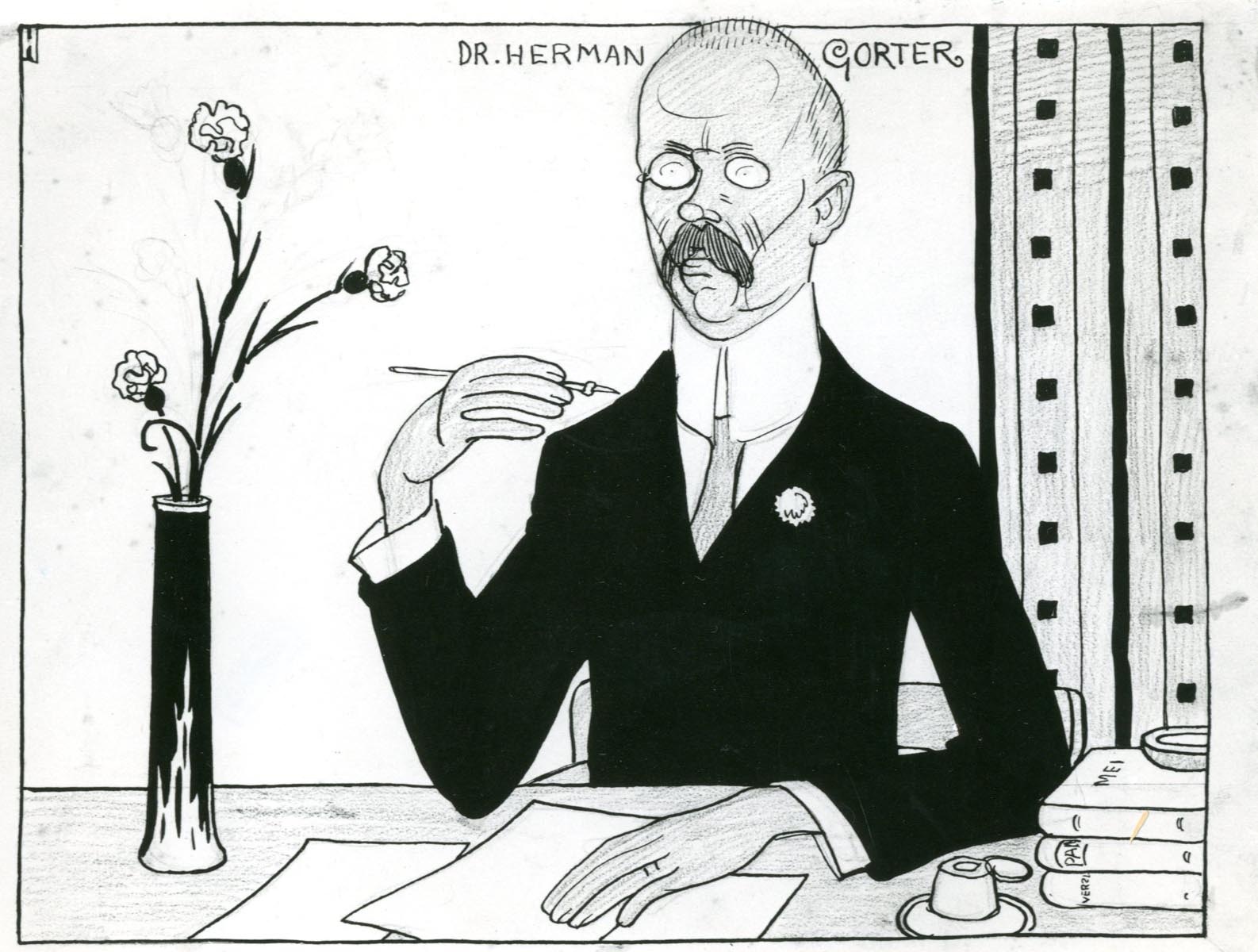 gorter - Karikatuur in De Notenkraker van 24 mei 1913 door Albert Hahn