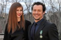 Italian actor Stefano Accorsi poses with his new girlfriend Bianca Vitali after he was awarded with the insignia of Chevalier des Arts et des Lettres (Arts and Letters Order) at the French embassy in Palazzo Farnese in Rome on January 21, 2014. AFP PHOTO / TIZIANA FABI        (Photo credit should read TIZIANA FABI/AFP/Getty Images)