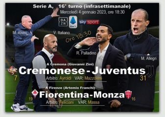 Diretta Serie A: Cremonese-Juventus Fiorentina Monza