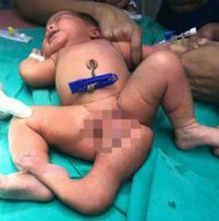 La bimba nata con tre gambe: succede una volta ogni 100.000