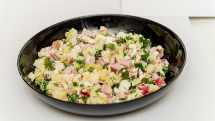 5 ricette per okroshka su kefir, una ricetta classica, un'opzione facile, okroshka abbondante e piccante.