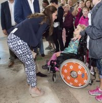 The Duchess of Cambridge meeting Sophie Hipps who suffers from Cerebal palsey during a visit to the Eden Project in Cornwall. PRESS ASSOCIATION Photo. Picture date: Friday September 2, 2016. See PA story ROYAL Cambridges. Photo credit should read: Arthur Edwards/ The Sun/PA Wire