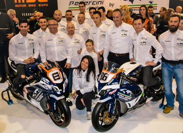 Global Service Solutions Spa, in occasione del Moto MBE presenta il nuovo Team Pedercini Racing e le due nuove Kawasaki