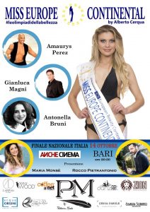 Locandina Bari Miss Europe Contiental 2017 Finale Italiana