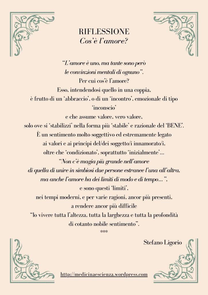 Riflessione di Stefano Ligorio - Cos’è l’amore