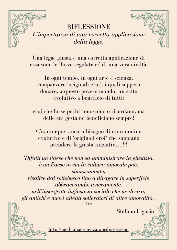 Riflessioni di Stefano Ligorio – L’importanza di una corretta applicazione della legge.