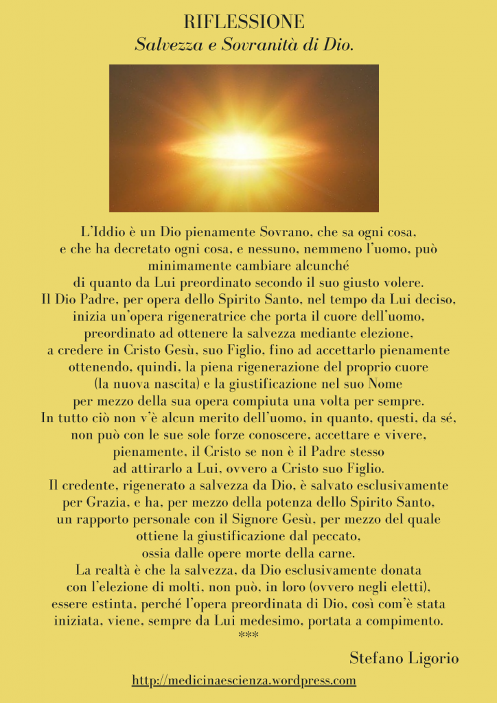 Riflessione  di Stefano Ligorio —  Salvezza e Sovranità di Dio.