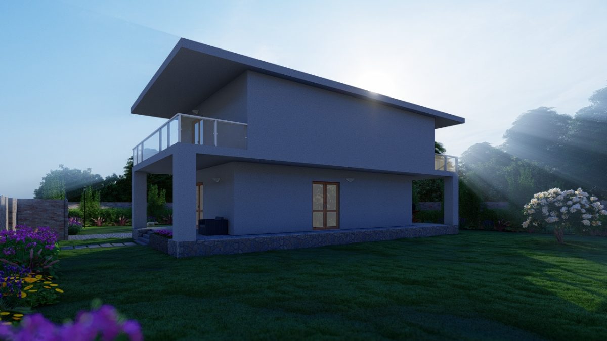animazione 3D villino unifamiliare - studio di progettazione roma - rendering esterni roma - rendering architettura