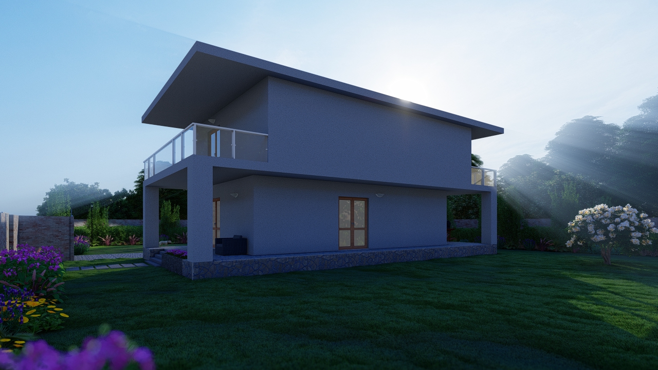 animazione 3D progetto villino unifamiliare - studio di progettazione roma - rendering esterni roma - rendering architettura