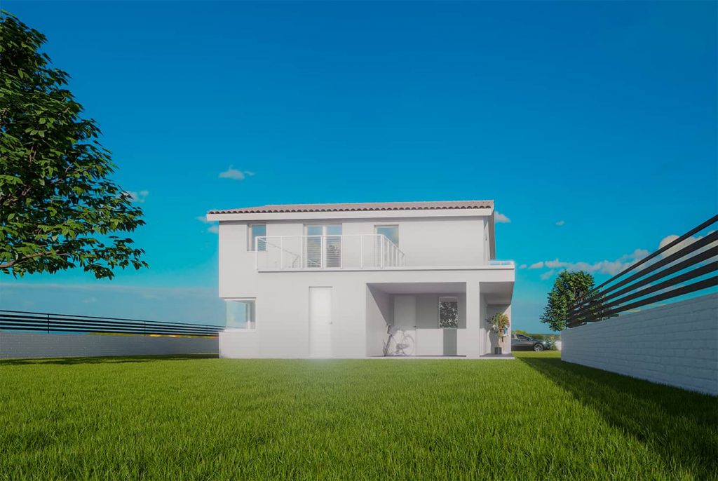 Rendering esterno costruzione villino - Progettazione villini e giardino