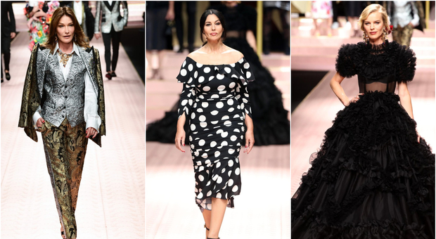 Dolce e Gabbana strega Milano, in passerella Monica Bellucci, Carla Bruni e Eva Herzigova