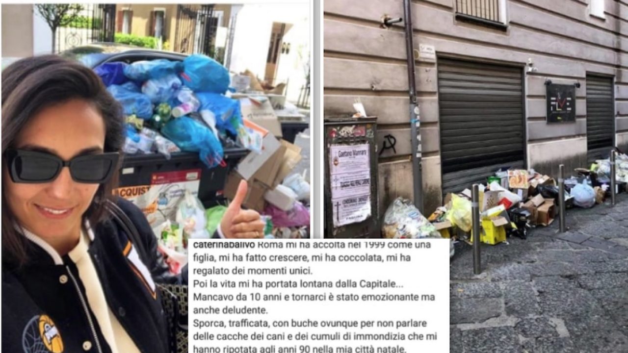 Roma, Caterina Balivo denuncia il degrado: «Immondizia, traffico, e buche. Sembra Napoli negli anni '90»