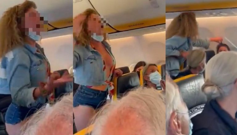 Ryanair, insulti, calci e sputi sull’aereo: passeggera litiga con tutti sul volo da Ibiza (e il video diventa virale)