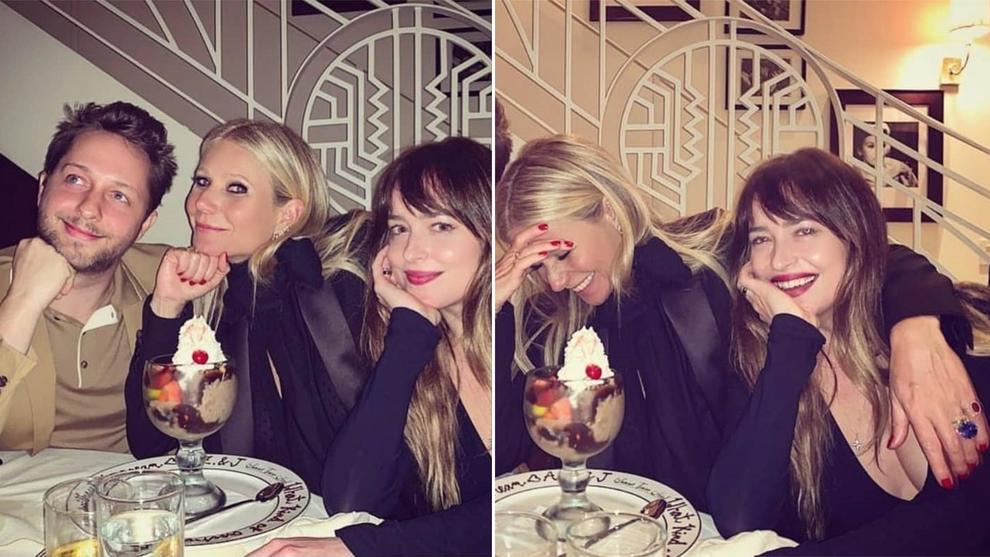 Gwyneth Paltrow e Dakota Johnson, compagna del suo ex marito Chris Martin: risate tra amiche a cena