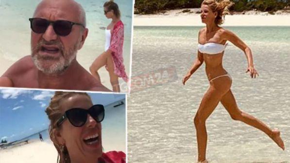 Alessia Marcuzzi ai Caraibi, bikini mozzafiato e risate con Pucci