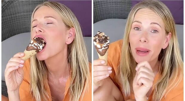 Alessia Marcuzzi, bufera per lo spot sul gelato: «Non ci crede nessuno che lo mangi»