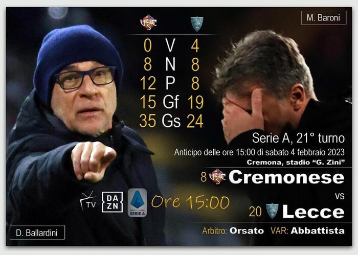 Serie A, Cremonese-Lecce 0-0 DIRETTA