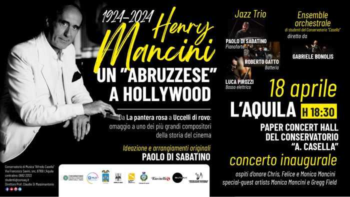 Al Conservatorio dell'Aquila parte l'omaggio a Henry Mancini