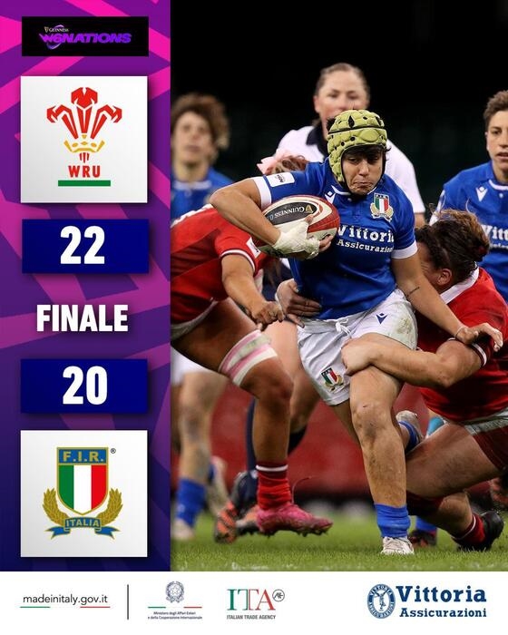 Rugby: Sei Nazioni donne; Galles-Italia 22-20
