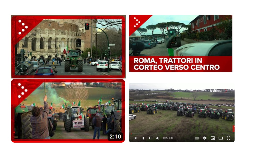Roma: trattori salutano il Colosseo, invadono il centro scortati dalla polizia e salutati dalla popolazione, i presidi romani crescono ogni giorno di più
