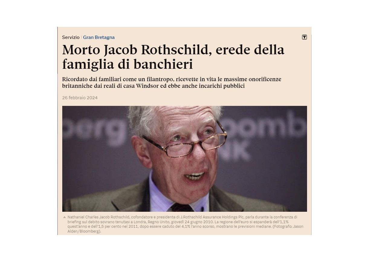 Morto Jacob Rothschild. Buon viaggio!